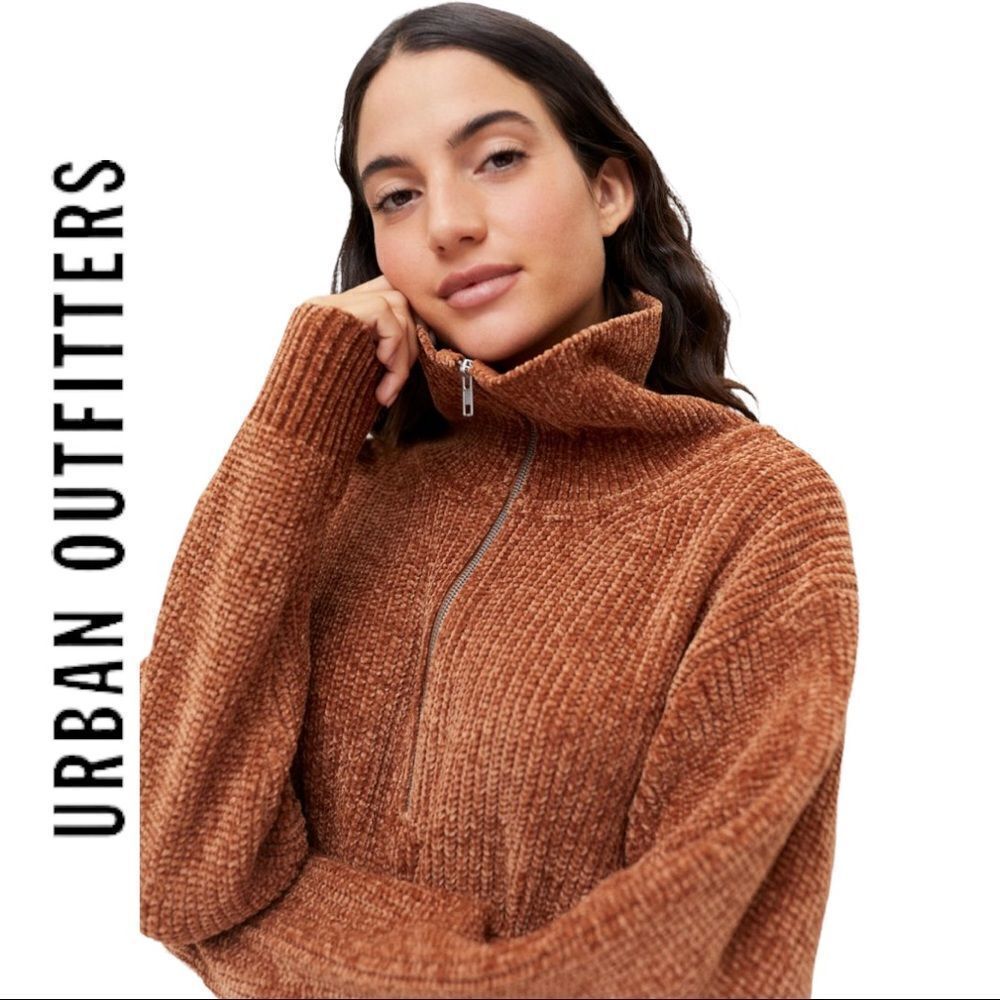 NEW Urban Outfitters UO Nicco Brown Half-Zip Sweater XS
